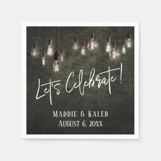 Serviette En Papier Fêtons les briques industrielles avec Edison Light (Devant)