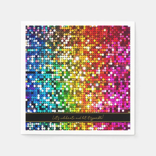 Serviette En Papier Fêtons les Séquins Étincelants (Devant)