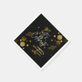 Serviette En Papier Fêtons l'or Bokeh Gradient Noir Anniversaire (Coin)