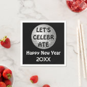 Serviette En Papier Fêtons NYE Disco Ball Silver (En situation)