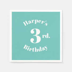 Serviette En Papier Feu d'anniversaire turquoise Nom et numéro personn