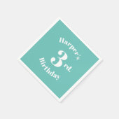 Serviette En Papier Feu d'anniversaire turquoise Nom et numéro personn (Coin)