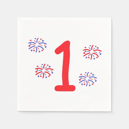 Serviette En Papier Feu d'artifice 1er anniversaire (Devant)