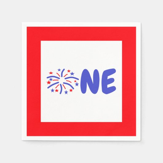 Serviette En Papier Feu d'artifice 1er anniversaire (Devant)