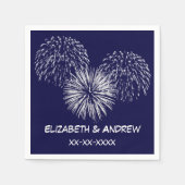 Serviette En Papier Feu d'artifice, Arrière - plan bleu marine, Nom Mo (Devant)