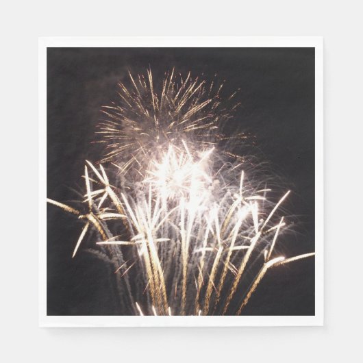 Serviette En Papier Feu d'artifice blanc et or I Fête patriotique (Devant)
