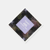 Serviette En Papier Feu d'artifice coloré moderne Noir Anniversaire (Coin)
