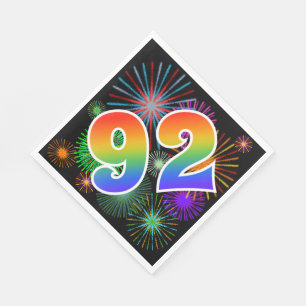 Serviette En Papier Feu d'artifice coloré + Motif arc-en-ciel "92" N°