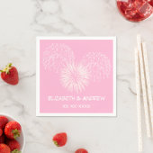 Serviette En Papier Feu d'artifice, Coton Candy Pink BG, Nom Monogramm (En situation)
