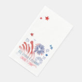 Serviette En Papier Feu d'artifice d'aquarelle rouge et bleu en blanc (Coin)