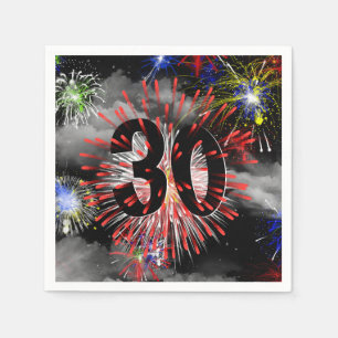 Serviette En Papier Feu d'artifice du 30e anniversaire dans les nuages