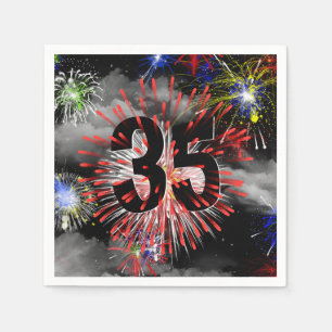 Serviette En Papier Feu d'artifice du 35e anniversaire dans les nuages