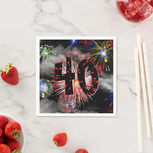 Serviette En Papier Feu d'artifice du 40e anniversaire dans les nuages (En situation)