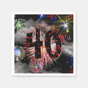 Serviette En Papier Feu d'artifice du 40e anniversaire dans les nuages