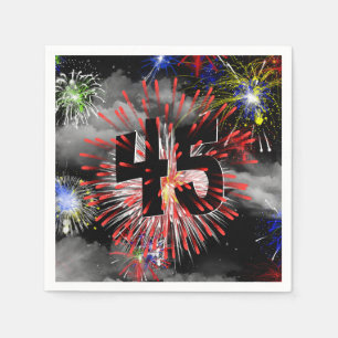 Serviette En Papier Feu d'artifice du 45e anniversaire dans les nuages