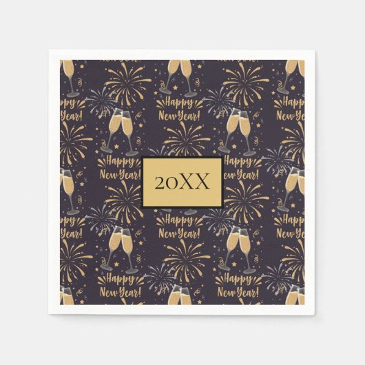 Serviette En Papier Feu d'artifice du Nouvel An (Devant)
