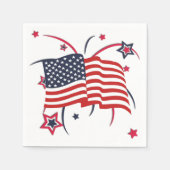 Serviette En Papier Feu d'artifice et drapeau (Devant)