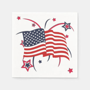 Serviette En Papier Feu d'artifice et drapeau