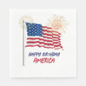 Serviette En Papier Feu d'artifice Joyeux anniversaire Amérique et dra (Devant)