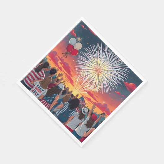 Serviette En Papier Feu d'artifice Patriotique 4 juillet Feu d'artific (Coin)