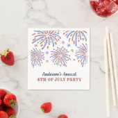 Serviette En Papier Feu d'artifice rouge et bleu 4 juillet (En situation)