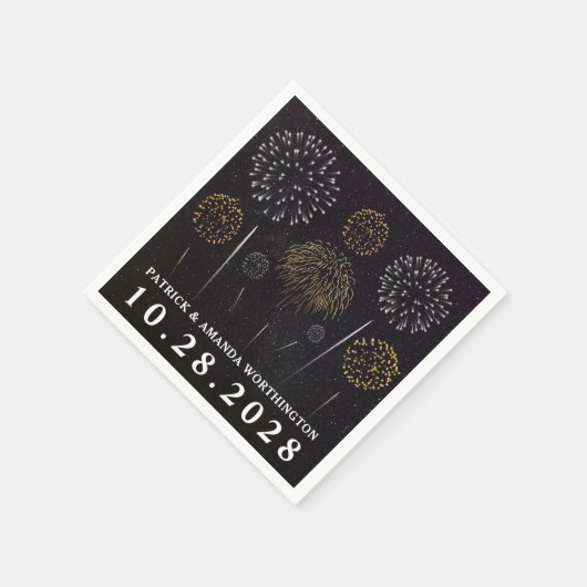 Serviette En Papier Feu d'artifice Thémé Noir Argent Mariage Napkins (Coin)