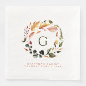 Serviette En Papier Feu d'automne Monogramme famille Thankgiving (Devant)