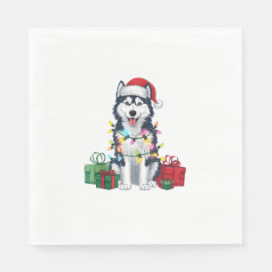 Serviette En Papier Feu de Noël Feu de Noël Chapeau de l'Alaska Chien 