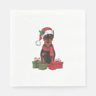 Serviette En Papier Feu de Noël Feu de Noël Doberman Chien Noël _3