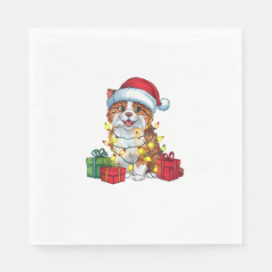 Serviette En Papier Feu de Noël Santa Chapeau Karelian Ours Chien Noël