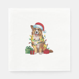 Serviette En Papier Feu de Noël Santa Hat Anglais Berger Chien Chris