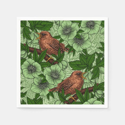 Serviette En Papier Feu et hellebore, vert clair (Devant)