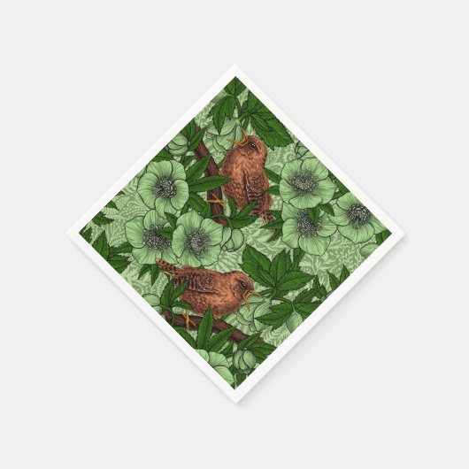 Serviette En Papier Feu et hellebore, vert clair (Coin)