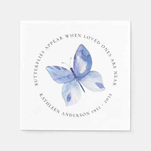 Serviette En Papier Feu funéraire de papillon bleu personnalisé éveil (Devant)