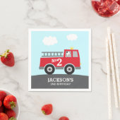 Serviette En Papier Feu rouge Camion Anniversaire (En situation)