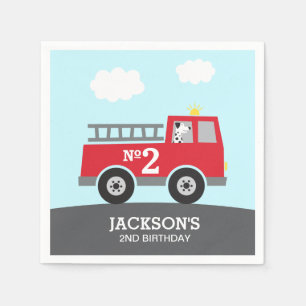 Serviette En Papier Feu rouge Camion Anniversaire