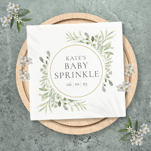 Serviette En Papier Feuillage aquarelle Baby Shower