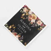 Serviette En Papier Feuillage Automne Couleurs Automne Noir Blanc Mari (Coin)