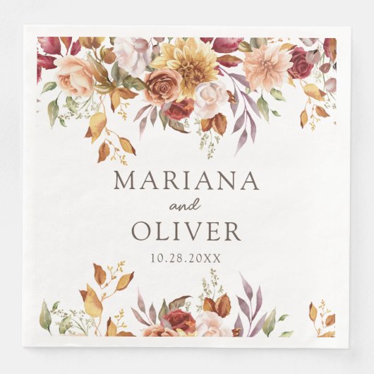 Serviette En Papier Feuillage d'automne Couleurs d'automne Mariage (Devant)