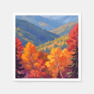 Serviette En Papier Feuillage d'automne Paysage de montagne à l'aqua