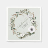 Serviette En Papier Feuillage de bois Flual Wreath Anémone Aquarelle (Devant)