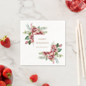 Serviette En Papier feuillage de fêtes poinsettia fête de Noël (En situation)