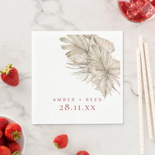 Serviette En Papier Feuillage de palmier Boho Terracotta Rouille Arche (En situation)