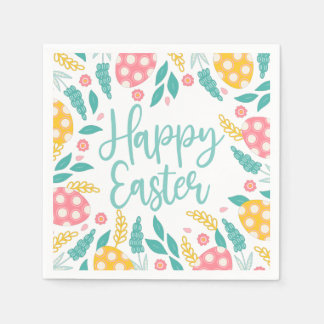 Serviette En Papier Feuillage de Pâques Aqua Happy