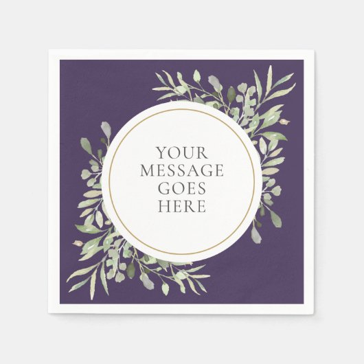 Serviette En Papier Feuillage de verdure d'eucalyptus Gold Violet (Devant)