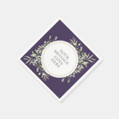 Serviette En Papier Feuillage de verdure d'eucalyptus Gold Violet (Coin)