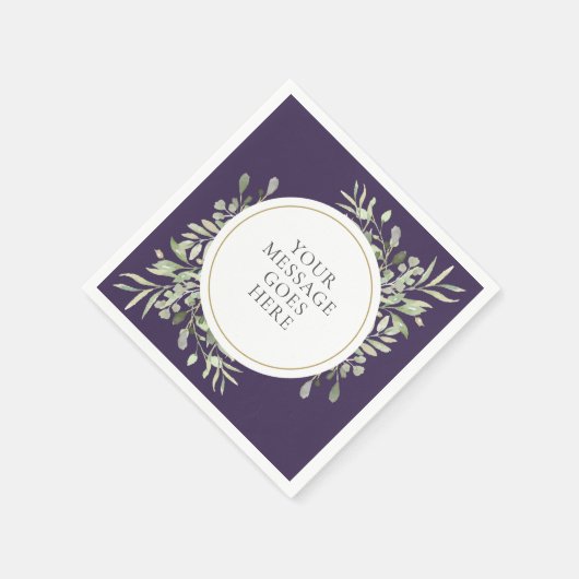 Serviette En Papier Feuillage de verdure d'eucalyptus Gold Violet (Coin)
