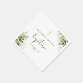 Serviette En Papier Feuillage de verdure rustique élégant baptême (Coin)