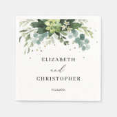 Serviette En Papier Feuillage de verdure Succulent Mariage serviettes  (Devant)