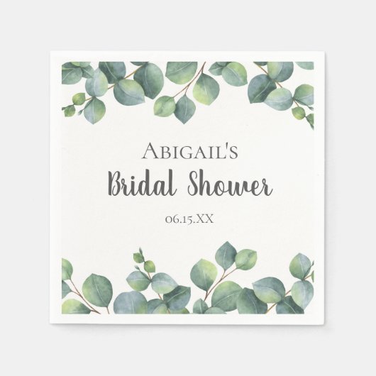 Serviette En Papier Feuillage Eucalyptus Personnalisé (Devant)